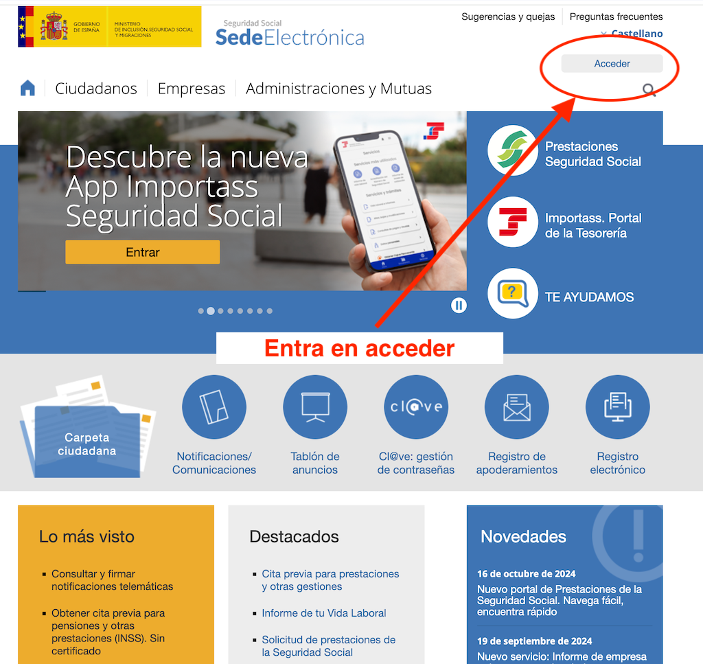 Sede Electrónica Seguridad Social